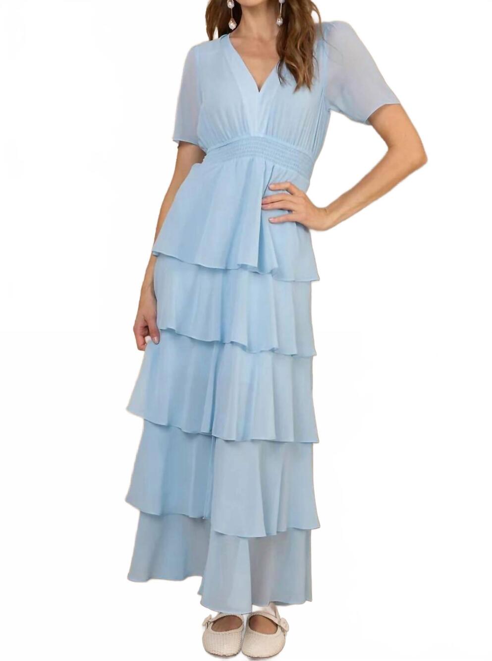 NEW HALE BOB celeste flutter sleeves dress in blue